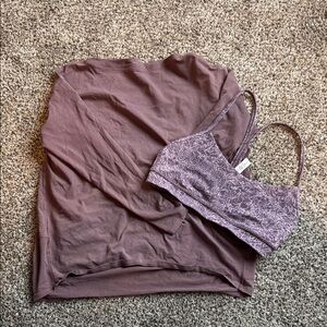 Lululemon Purple Long Sleeve and Sports Bra Set